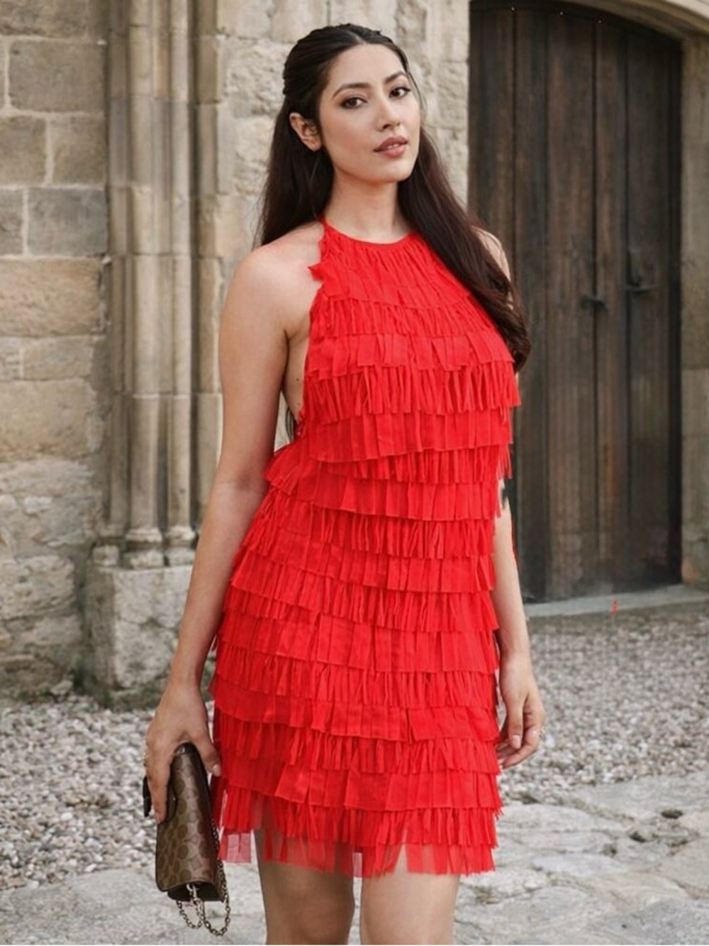 ZARA BLOGGER FAVORITE FRINGED TULLE HALTER DRESS - Picture 2 of 11